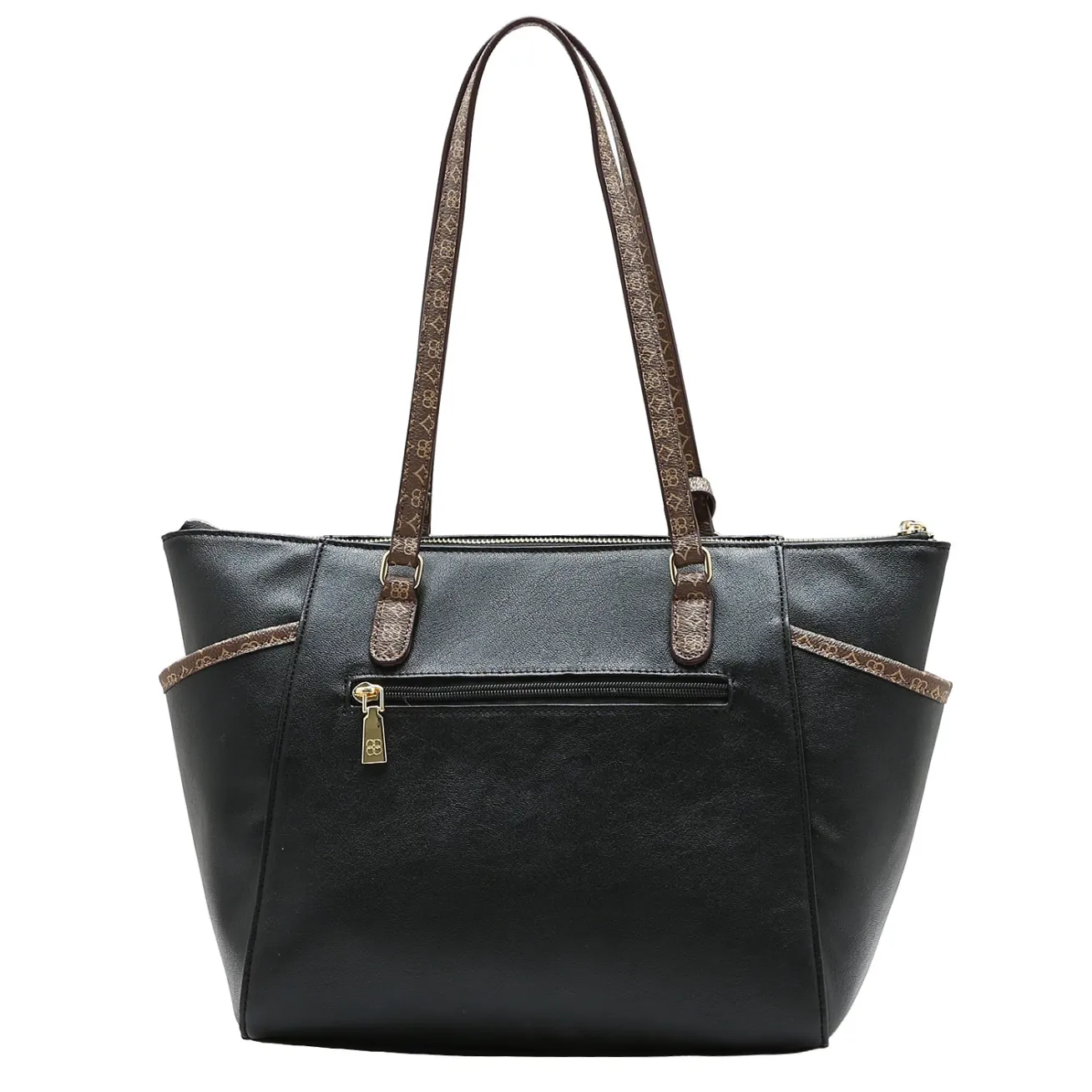 Bolsa Chenson preta vista traseira com bolso e alças estampadas confortáveis